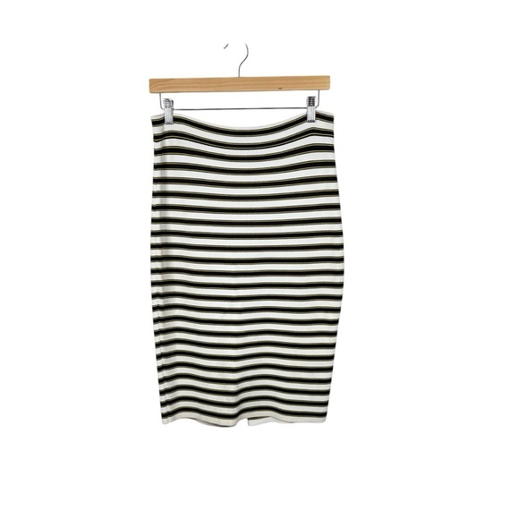 A.L.C. Marilyn Striped Knit Bodycon Knee-Length Skirt in Black/White/Yellow S - Picture 6 of 13